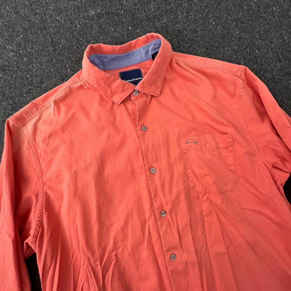Tommy Bahama Button Up Men XL Orange Casual T317385 Silk Blend Long Sleeve Shirt